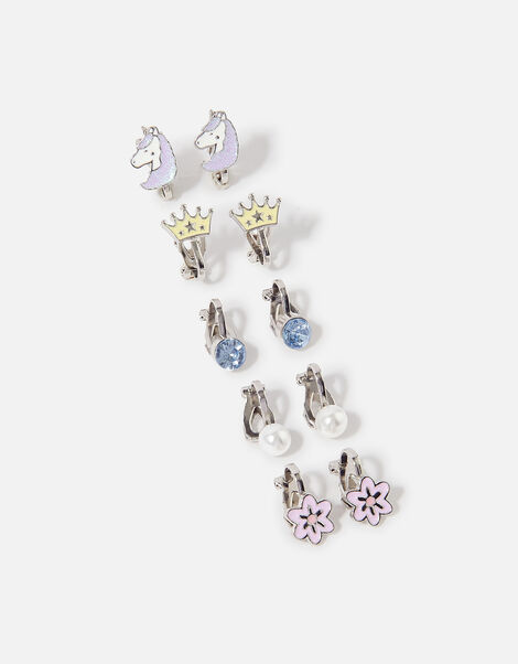Girls Unicorn Clip-On Earrings 5 Pack, , large