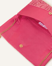 Classic Beaded Hand Embellished Clutch, Orange (CORAL), large