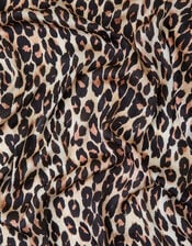 Leopard Print Square Satin Scarf, , large