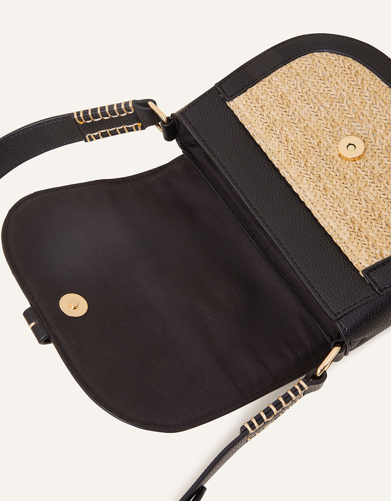 Raffia Flap Cross-Body Bag Black | Festival Edit