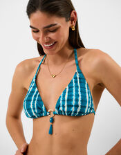 Tie-Dye Triangle Bikini Top, Teal (TEAL), large