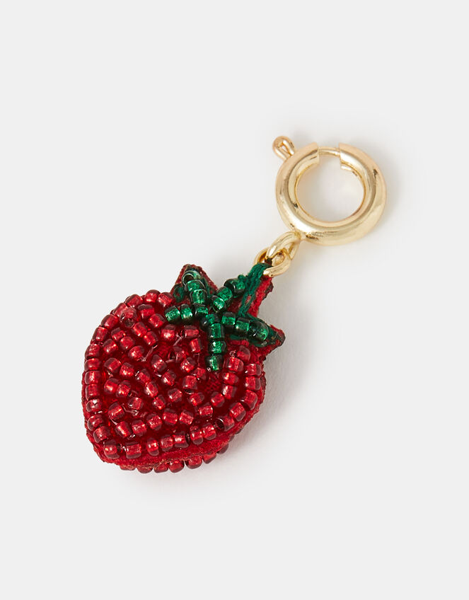 Beaded Strawberry Jewellery Charm, , large