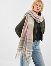 Pastel Check Blanket Scarf, , large