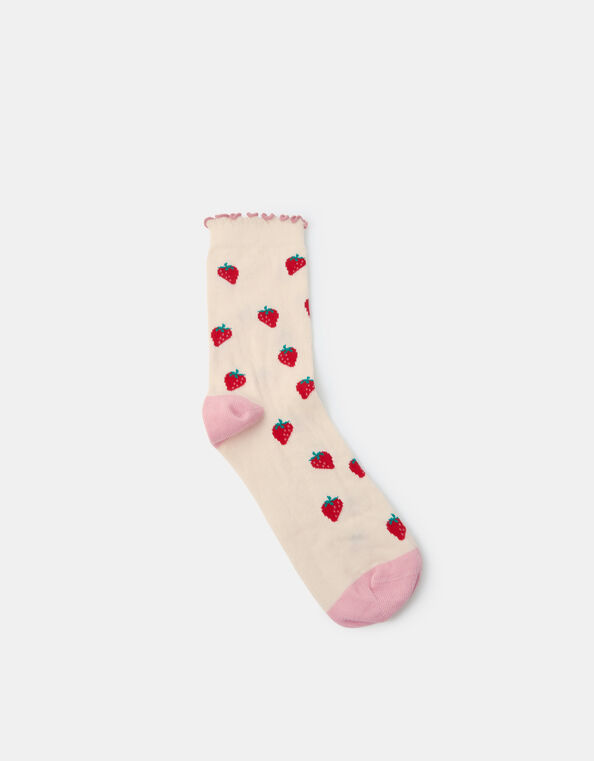 Strawberry Print Socks, , large