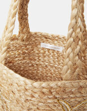 Starfish Embroidered Raffia Bag, , large