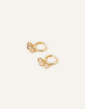 14ct Gold-Plated Sparkle Charm Station Huggie Hoops, Pink (PINK), large
