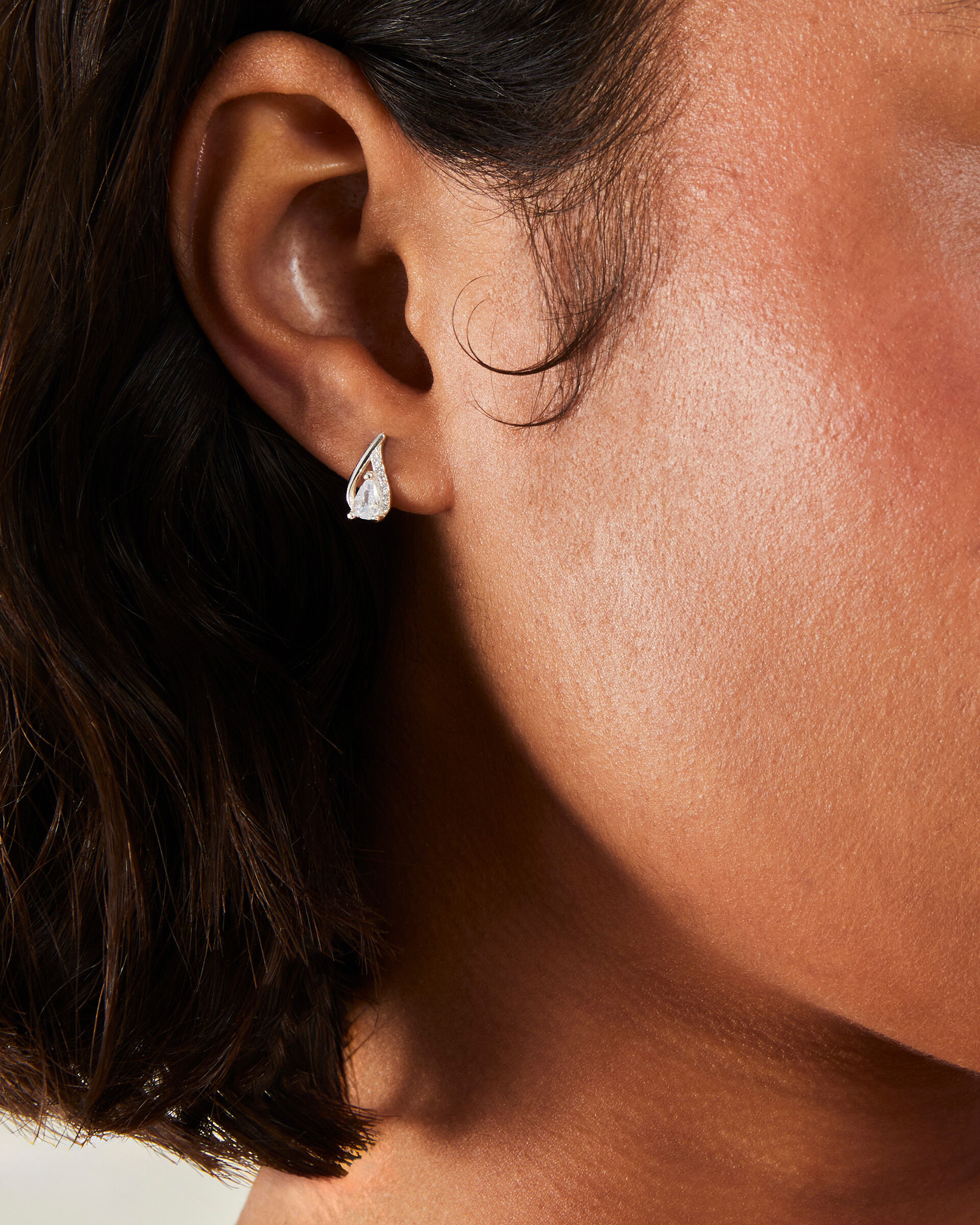 Sterling Silver Plated Teardrop Crystal Stud Earrings Sterling Silver Accessorize UK