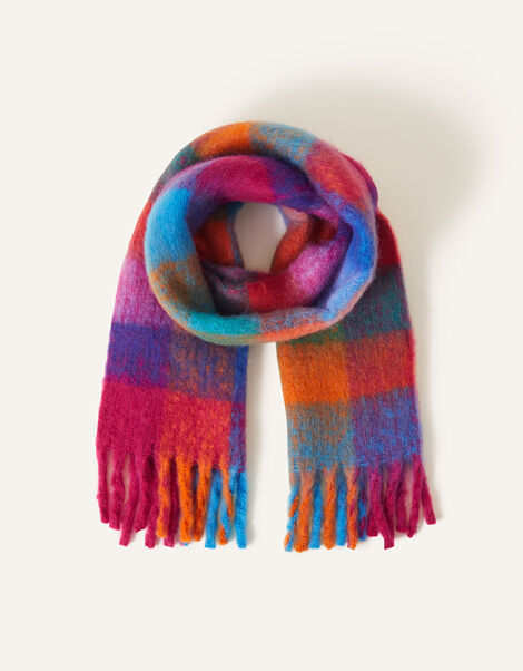 Girls Check Blanket Scarf, , large