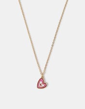 Enamel Heart Pendant Necklace, , large