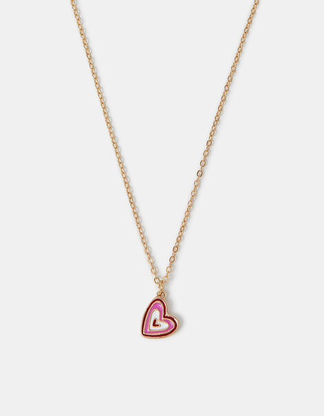 Enamel Heart Pendant Necklace, , large