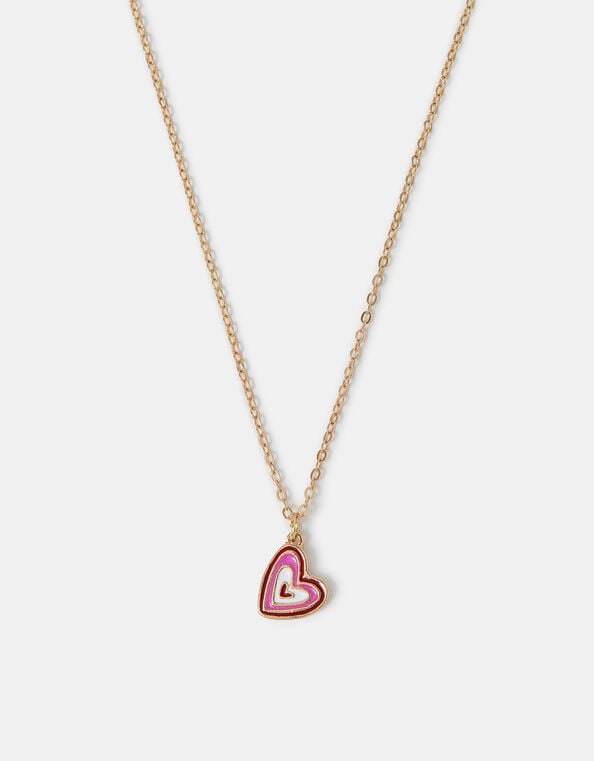 Enamel Heart Pendant Necklace, , large
