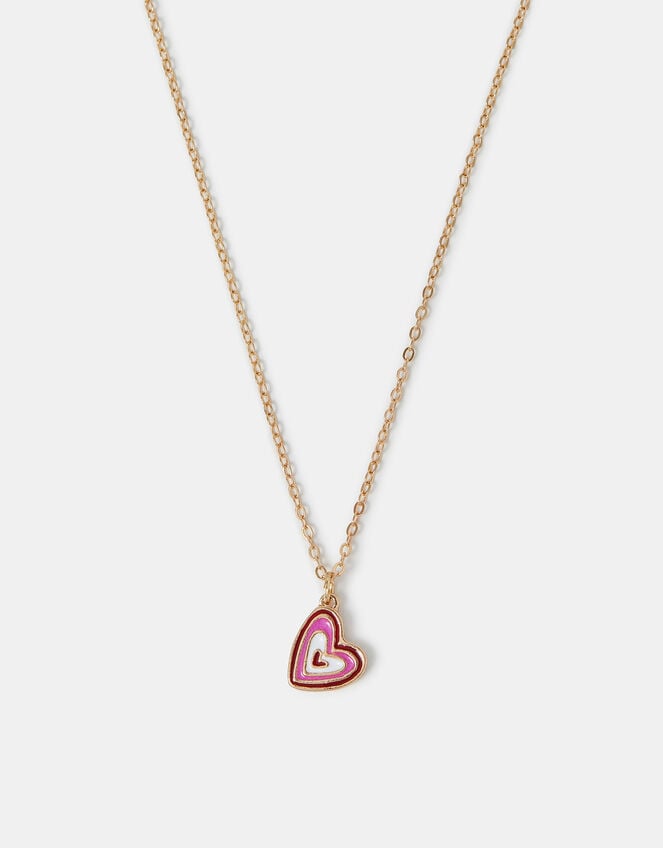 Enamel Heart Pendant Necklace, , large