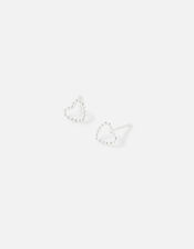Sterling Silver Cut-Out Heart Studs, , large