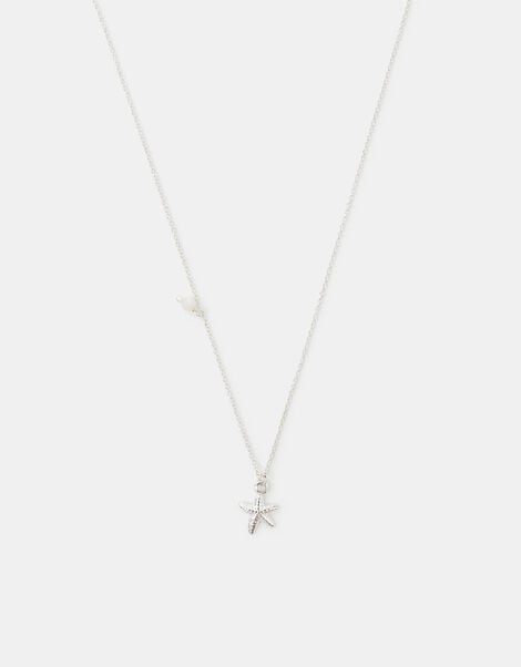 Sterling Silver Starfish Pendant Necklace, , large