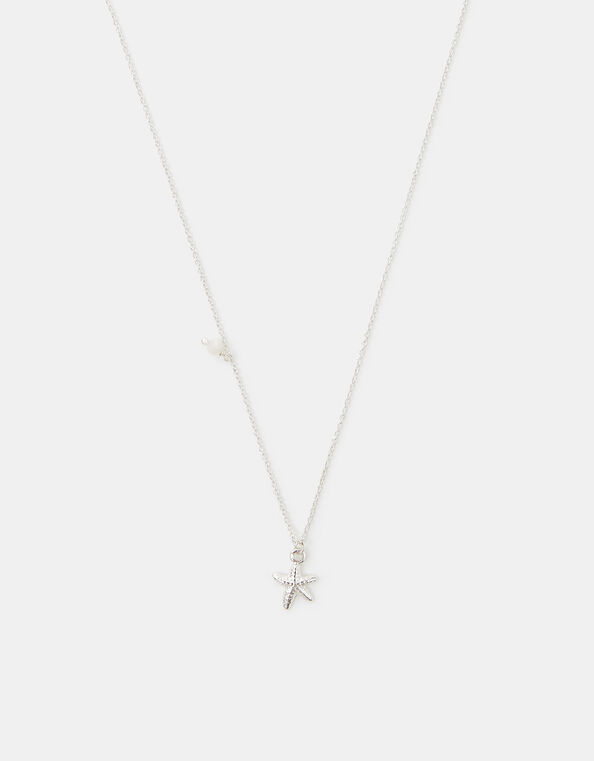 Sterling Silver Starfish Pendant Necklace, , large