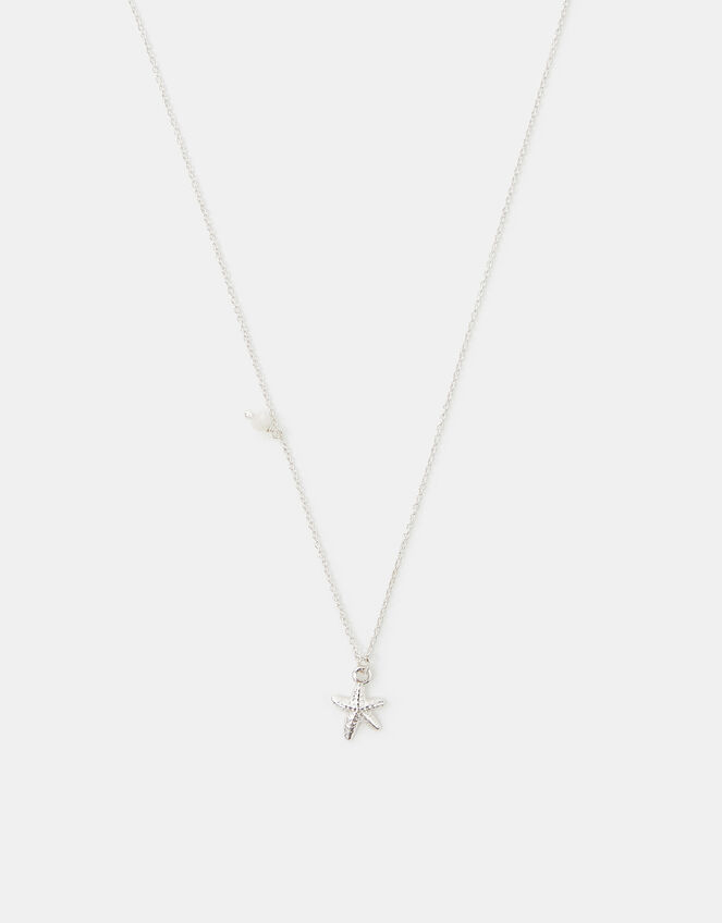 Sterling Silver Starfish Pendant Necklace, , large