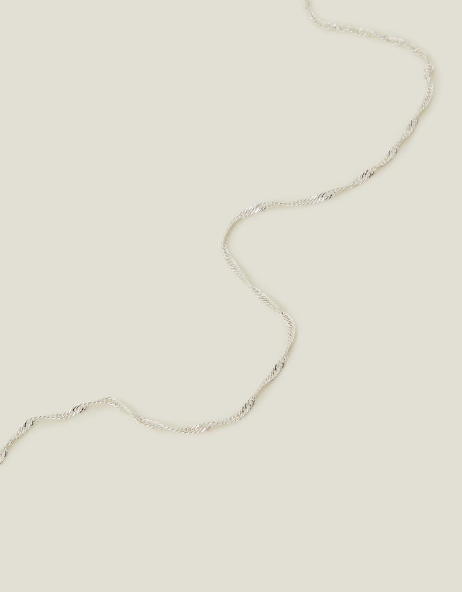 Sterling Silver-Plated Long Twist Necklace, , large
