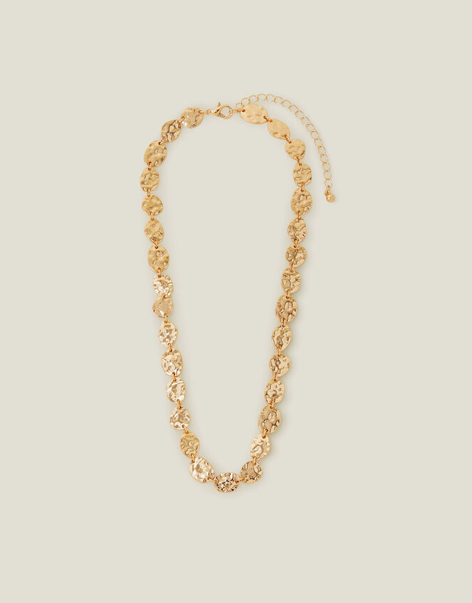 Hammered Disc Necklace, , large