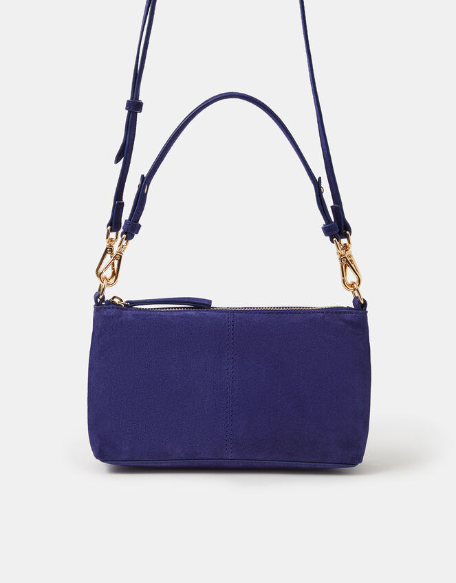 Leather Crossbody Handbag, Blue (COBALT), large
