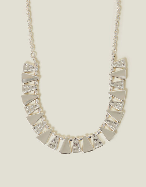 Triangle Molten Statement Necklace, Silver (SILVER), large