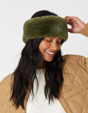 Luxe Faux Fur Bando, Green (KHAKI), large