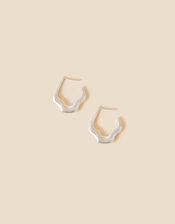 Silver-Plated Bubble Molten Hoops, , large