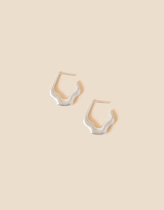 Silver-Plated Bubble Molten Hoops, , large
