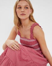 Stripe Smocked Maxi Dress, Red (RED), large