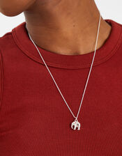 Sterling Silver-Plated Elephant Pendant Necklace, , large