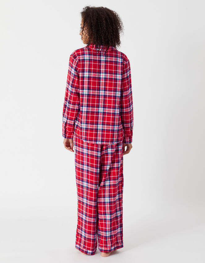 Check Button Full-Length Pyjama Set, Red (RED), large