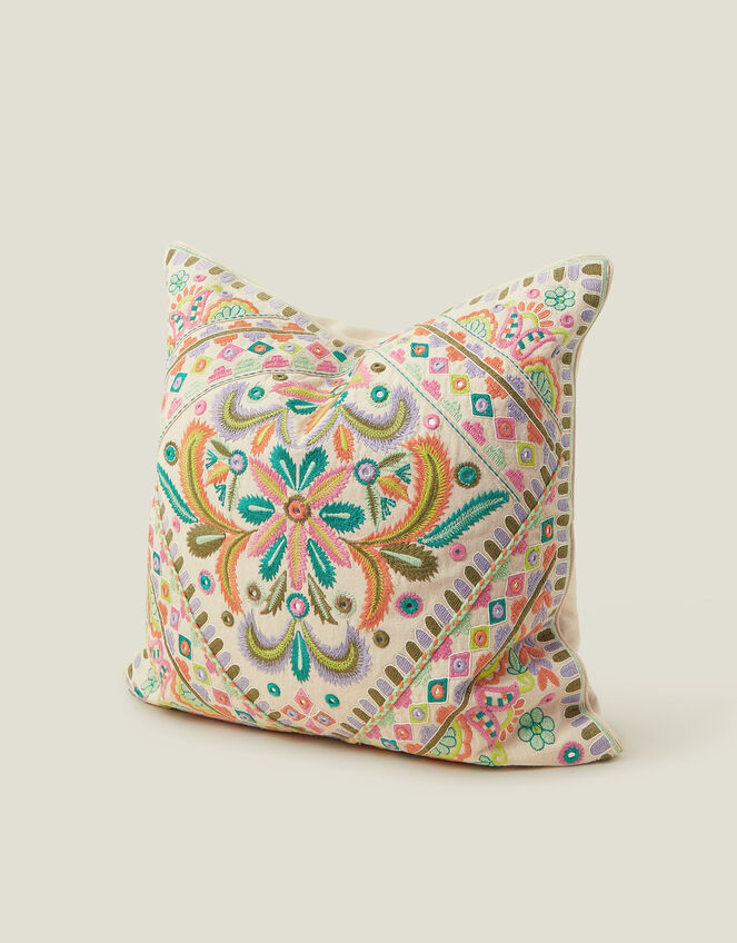 Mirror Embroidered Square Cushion, , large