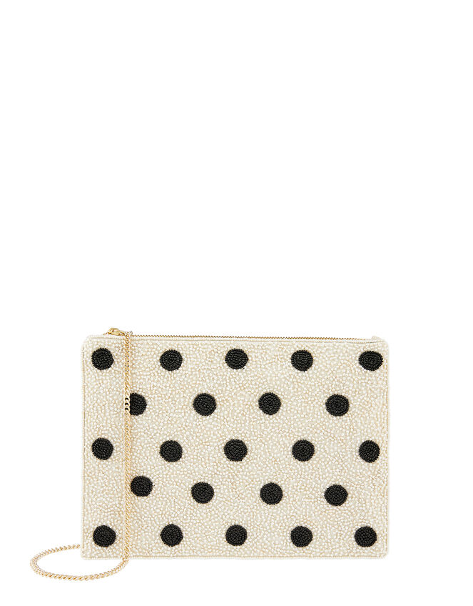 Beaded Polka Dot Clutch Bag, , large