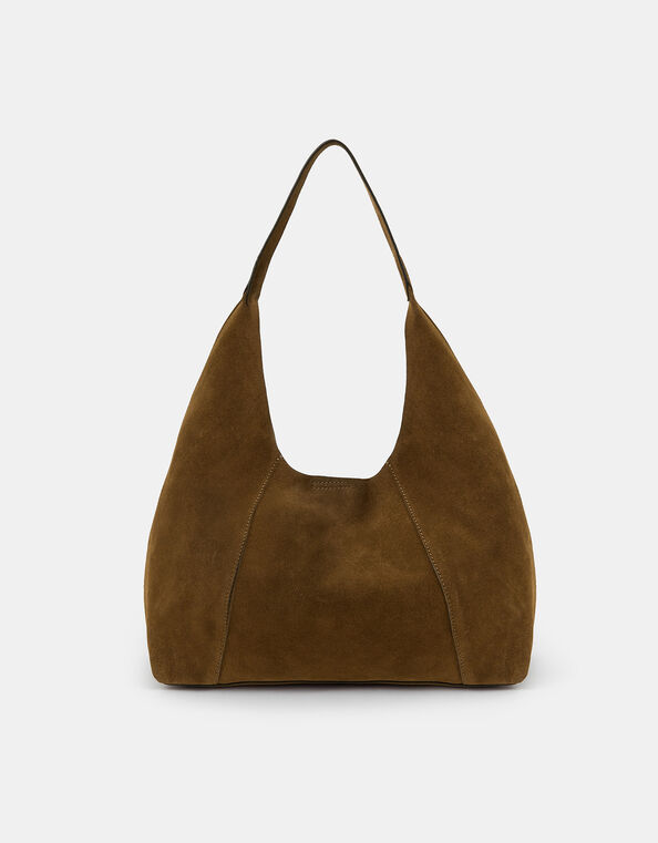 Large Suede Shoulder Bag, , large