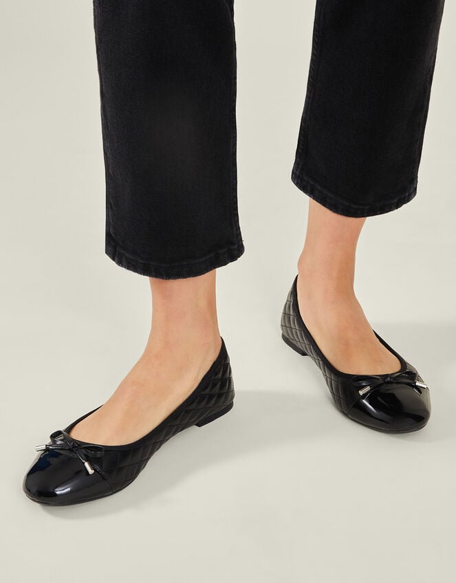 Quilted Ballet Flats, Black (BLACK), large