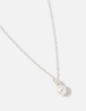 Sterling Silver Sparkle Pearl Pendant Necklace, , large