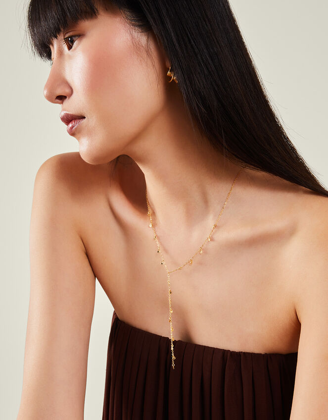 14ct Gold-Plated Disc Y-Necklace, , large