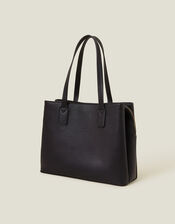 Webbing Strap Tote Bag, Black (BLACK), large