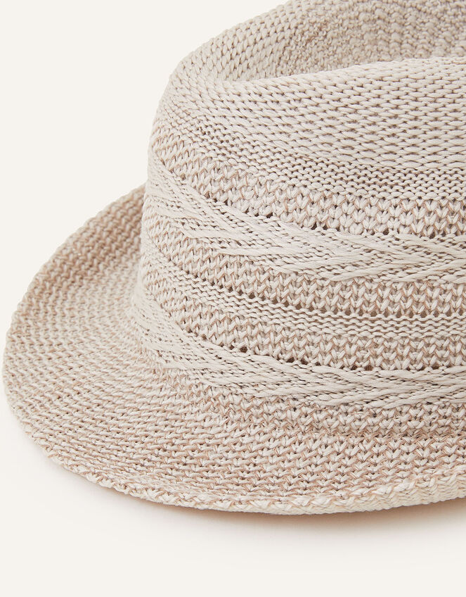 Chevron Packable Fedora, Natural (NATURAL), large