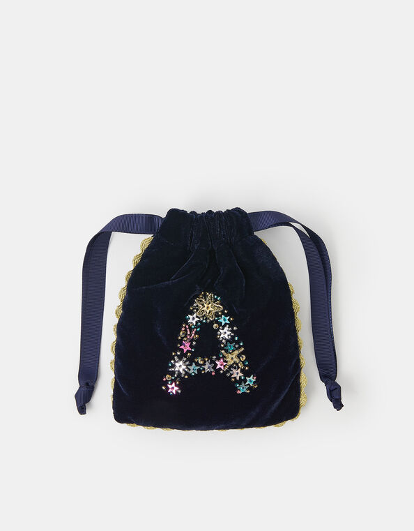 Initial Velvet Drawstring Pouch, Multi (MULTI), large