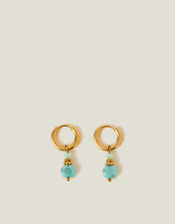 14ct Gold-Plated Bead Drop Huggie Hoop Earrings, , large