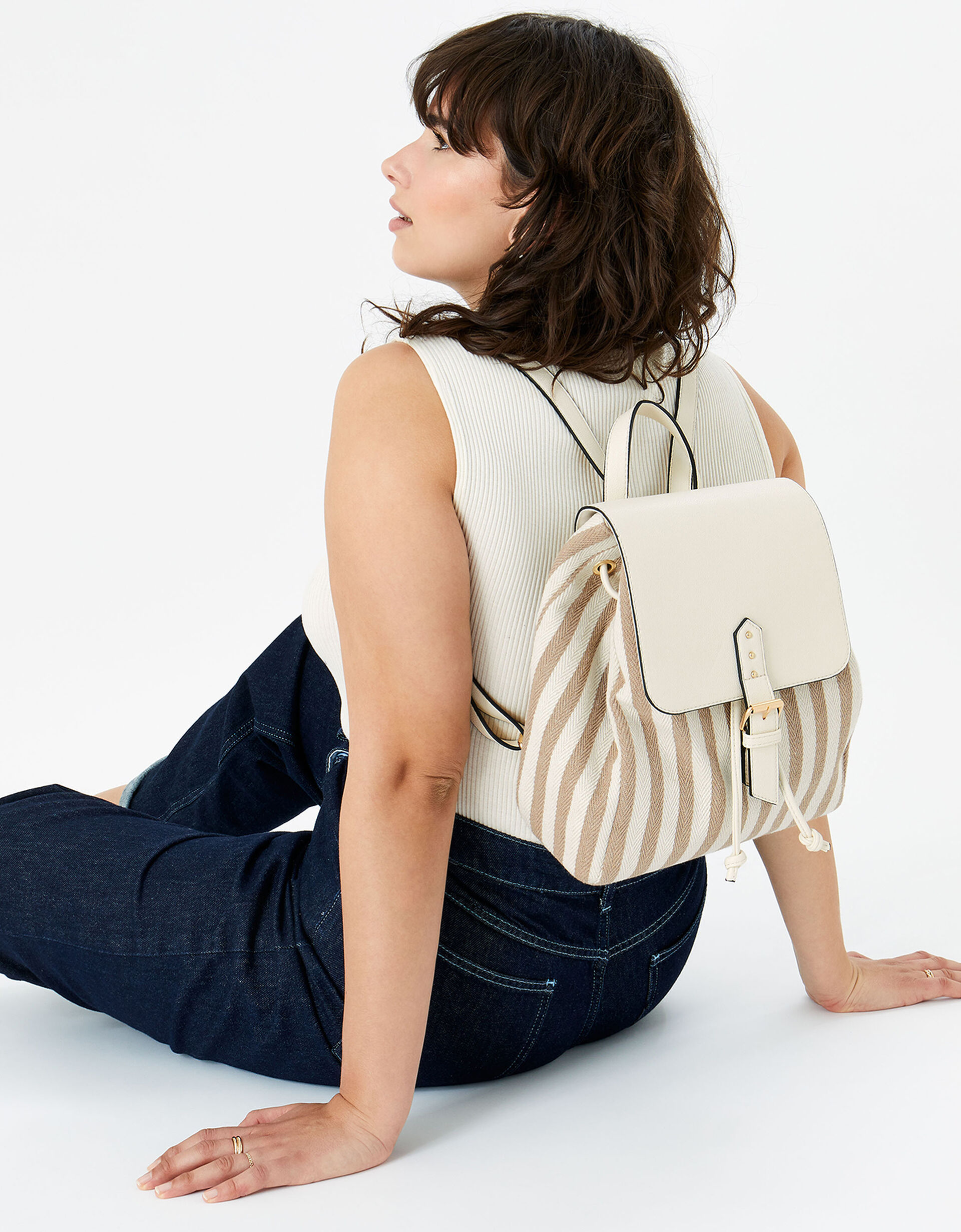 Woven Stripe Rucksack | Backpacks | Accessorize UK