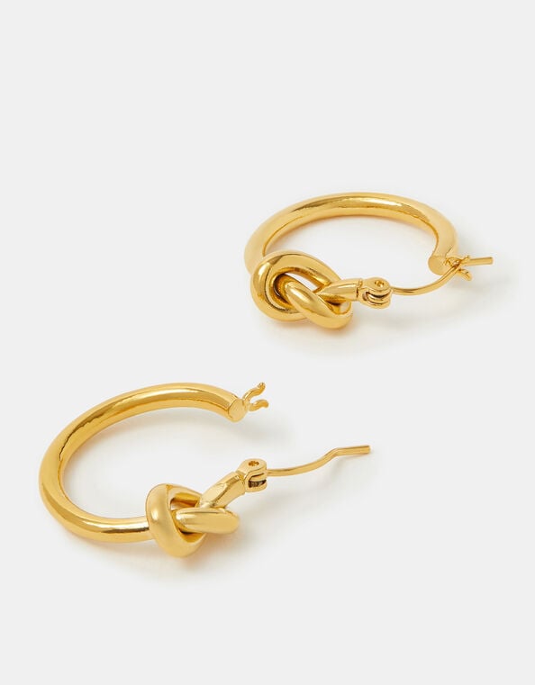 Stainless Steel Knot Hoop Earrings, , large