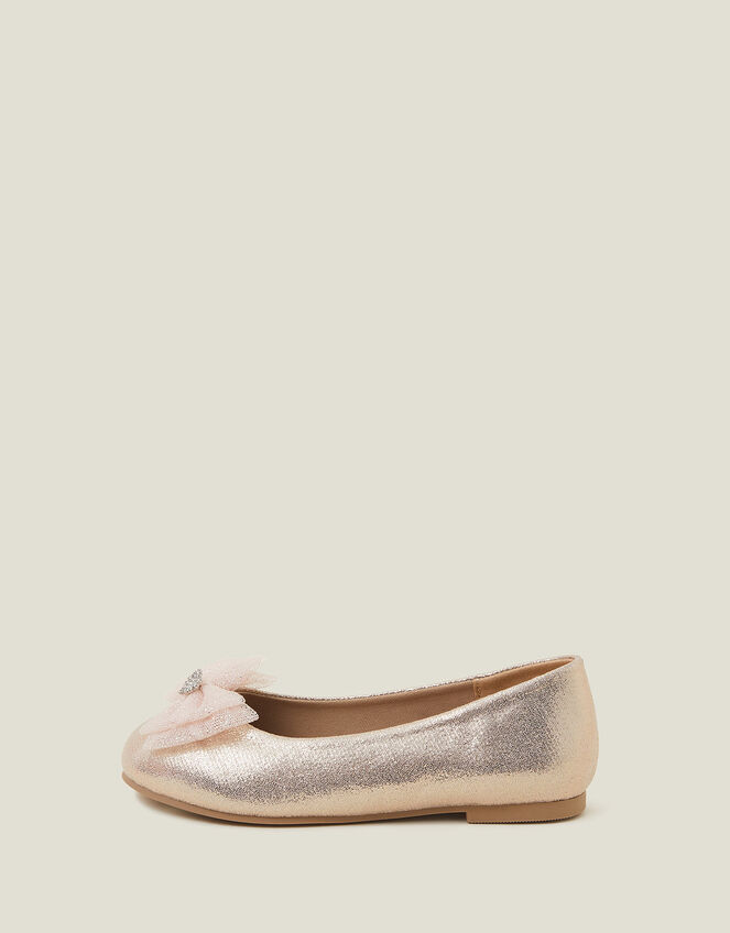 Glitter Bow Ballerina Flats, Gold (GOLD), large