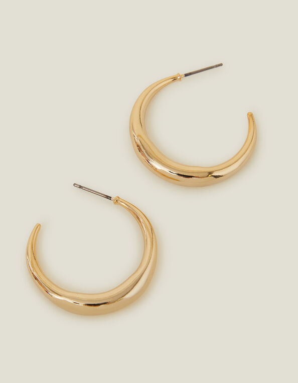 14ct Gold-Plated Crescent Hoop Earrings, , large