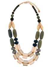 Bead and Cube Multi-Row Necklace, , large
