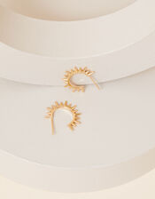 14ct Gold-Plated Sun Spike Hoop Earrings, , large
