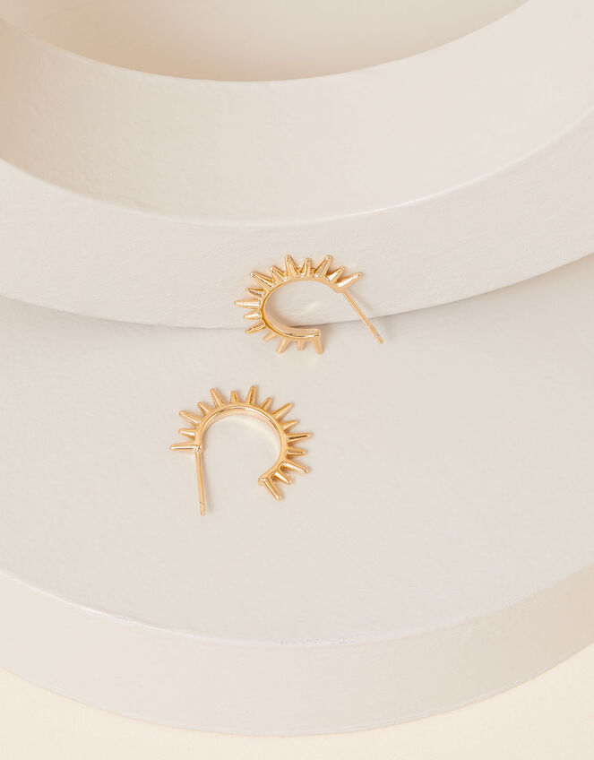 14ct Gold-Plated Sun Spike Hoop Earrings, , large