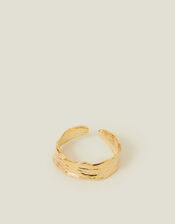 14ct Gold-Plated Adjustable Molten Ring, , large