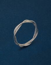 Sterling Silver-Plated Textured Twist Ring, Silver (ST SILVER), large