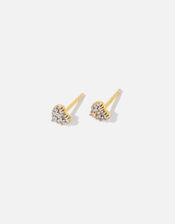 Gold Vermeil Pave Heart Studs, , large